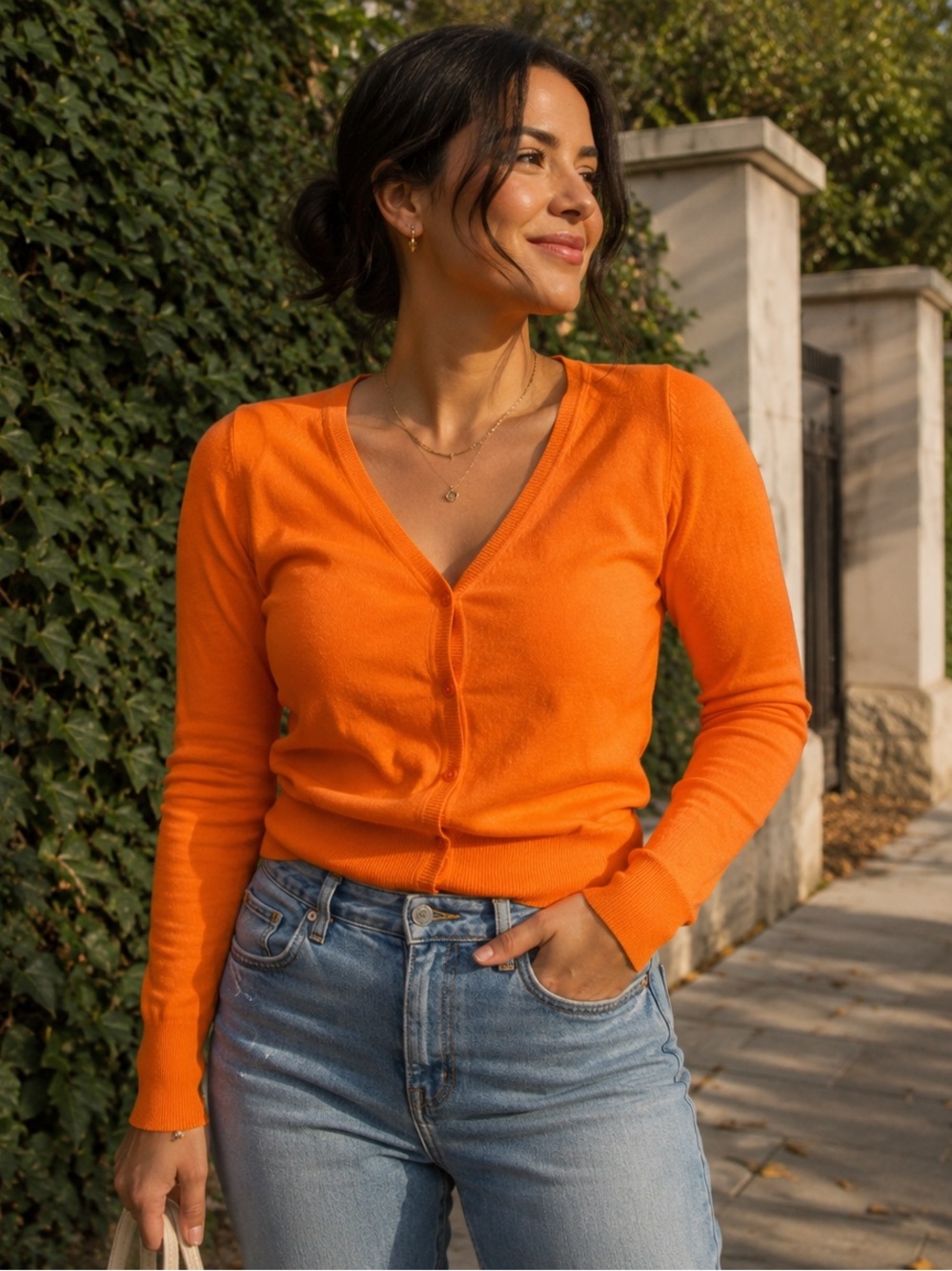 Zara Button Up Cardigan - Orange - Women’s Size S